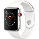 Watch Series 3 42mm Smartwatch (GPS + Cellular, Stainless Steel Case, Soft White Sport Band)