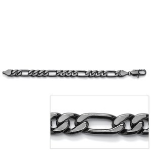PalmBeach Jewelry Men's Black Rhodium-Plated Figaro-Link Chain Bracelet 10"