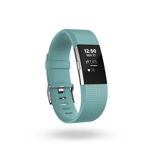 Charge 2 Heart Rate + Fitness Wristband Teal/Silver - Large
