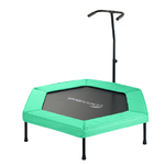 Upper Bounce 50” Hexagonal Fitness Mini-Trampoline – T-Shaped Adjustable Hand Rail – Bungee Cord Suspension - Yellow