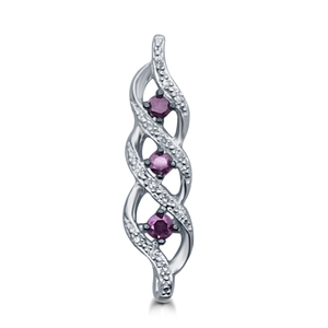 Sterling Silver 1/5Ctw Purple/White Diamond Braided 3 Stone Pendant