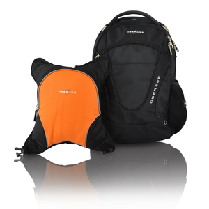 Obersee Oslo Diaper Bag Backpack with Detachable Cooler, Black/Orange
