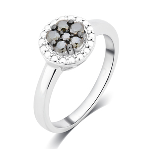 .45 Cttw Black Diamond Circle Ring in Sterling Silver - Size 7 Only