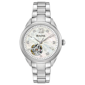 Ladies Diamond Collection Steel Aperture Watch Mother-of-Pearl Dial