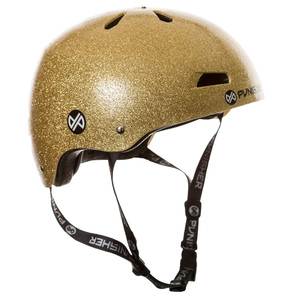 Punisher Skateboards Pro 13-vent Bright Gold Dual Safety Certified BMX Bike and Skateboard Helmet Youth/teen 9+