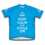 Scudo Keep Calm and Cycle On Microfiber Short-Sleeved Cycling Jersey, Blue, 2XL
