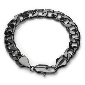 PalmBeach Jewelry Men's Black Rhodium-Plated Curb-Link Chain Bracelet 9"